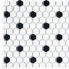 Glazed Porcelain Hexagon | White and Black Matte Mosaic 1" - Sample - Mission Stone & Tile