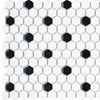 Glazed Porcelain Hexagon | White and Black Matte Mosaic 1" - Sample