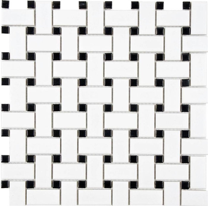 Basketweave | Ceramic White and Black - Mission Stone & Tile