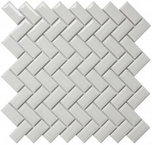 Glazed Porcelain | Mini Herringbone Slight Beveled Edge, White - Sample - Mission Stone & Tile