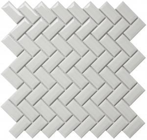 Glazed Porcelain | Mini Herringbone Slight Beveled Edge, White - Sample