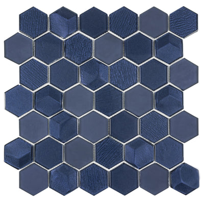 Forma | Porto Blu Hexagons Mosaic Tile 12 x 13