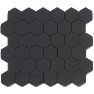 Matte Porcelain 2" Hexagon Mosaics | Black - Sample