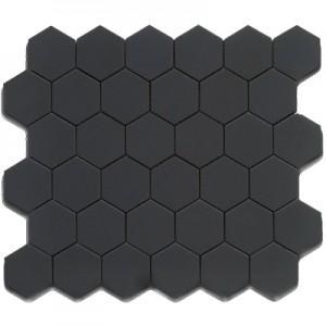 Matte Porcelain 2" Hexagon Mosaics | Black - Mission Stone & Tile