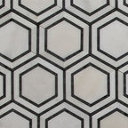 Hex Appeal | Oriental White Marble | Basalt Grey Hexagon 5" - Mission Stone & Tile